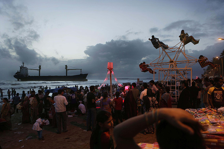 24 hours in pictures: MV Wisdom aground in off Mumbai