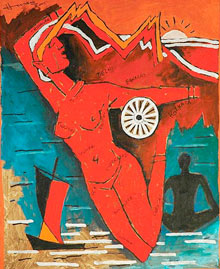 MF Husain painting