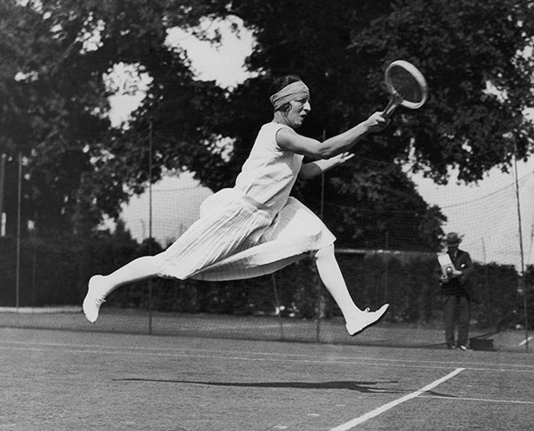 Tennis Fashion: Daring French tennis player Suzanne Lenglen competing at Wimbledon in 1926