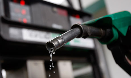 File photo of petrol dripping  from a gasoline pump