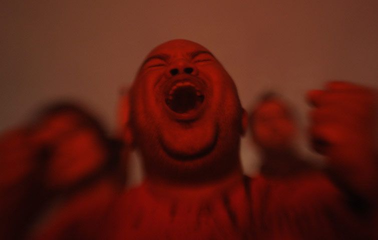 Sonar festival: A member of the crowd during the Underworld gig in La Coruna 