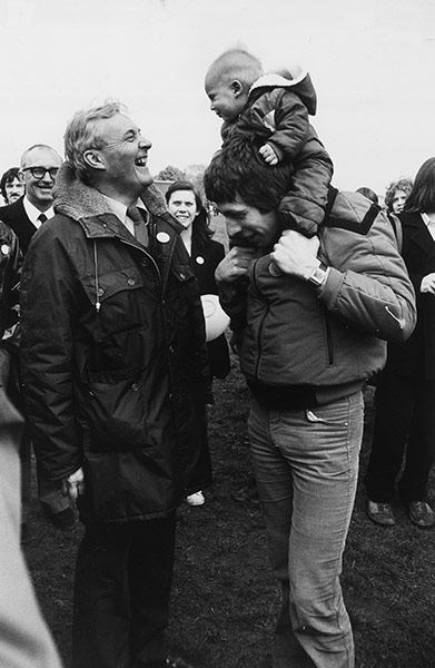 E Hamilton West: Tony Benn and Jack Straw MP and his son William Straw 