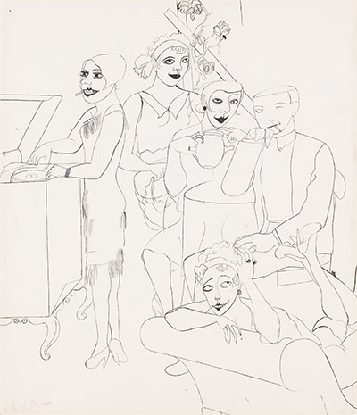 Government Art Collection: Edward Burra 'Jazz Fans' c1928-1929, Pen and ink drawing