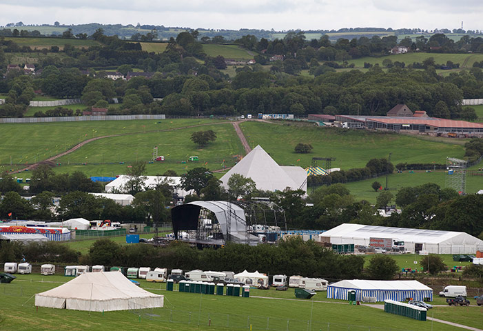 Glastonbury preparations: Glastonbury Festival stages being set up