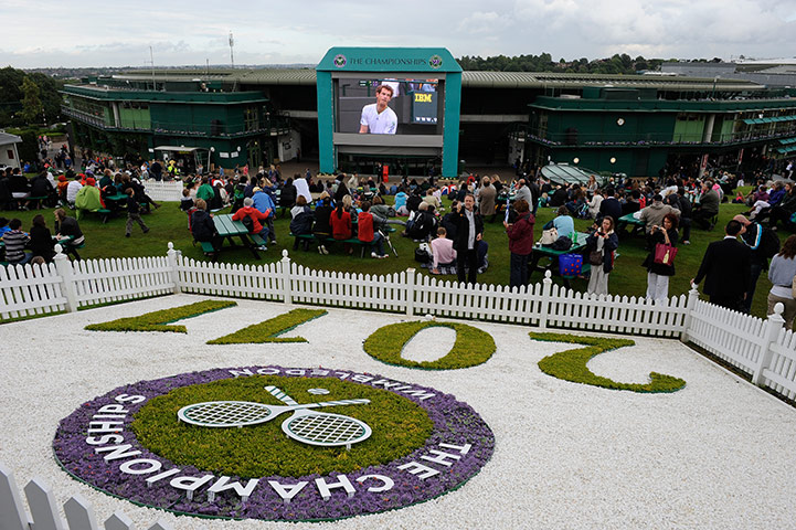 Wimbledon day 3: Spectators watch Andy Murray from Murray mount