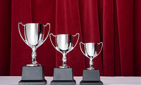 Three silver trophies