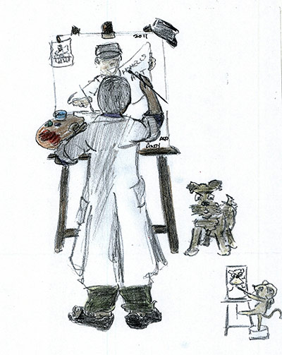 The Art of Storytelling: Andy's illustration of artist for the cake