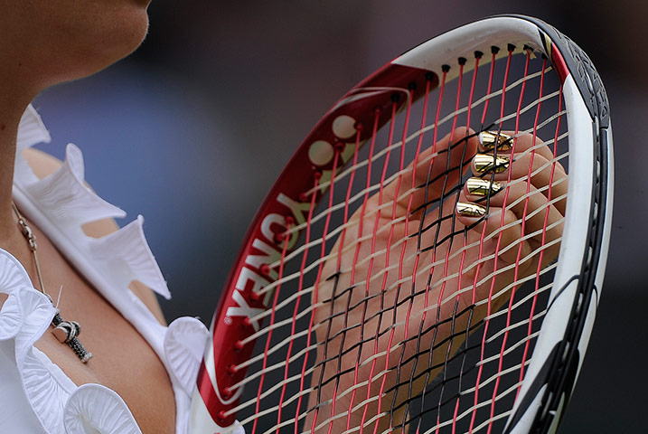 Wimbledon day 6: Caroline Wozniacki with golden union-flag finger nails