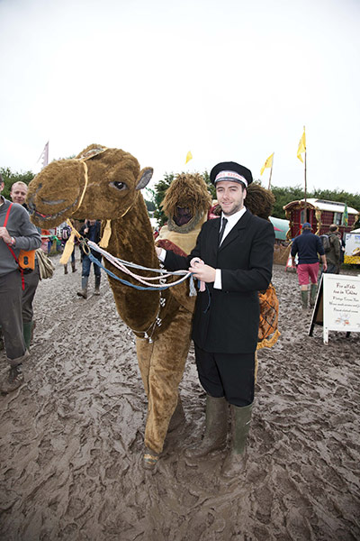 Glastonbury punters: Henry Boast, 23, North Devon – with his camel Humphrey