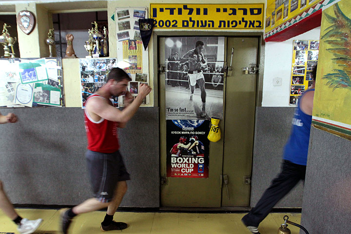 Jerusalem Boxing Gym: boxers are seen during a training session