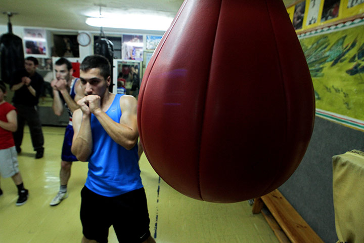Jerusalem Boxing Gym: boxers are seen during a training session