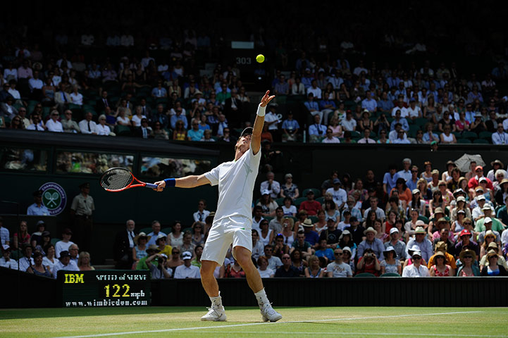Wimbledon Day Seven: Wimbledon tennis Murray serves to Gasquet