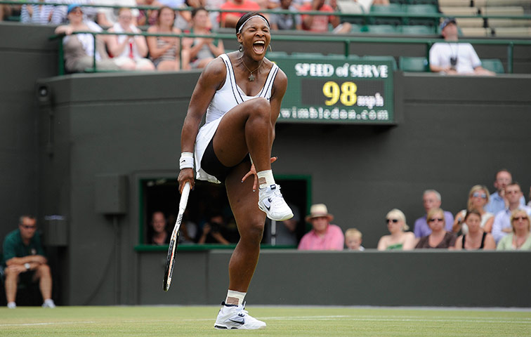 Wimbledon Day Seven: Wimbledon tennis Serena Williams shouts during her defeat