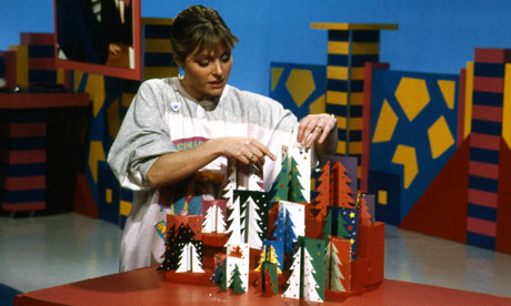 Janet Ellis makes Christmas cards on Blue Peter