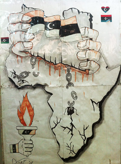 Gaddafi street art: chains