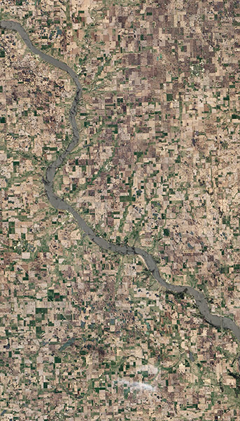 Satelitte Eye on Earth: A tributary of the Missouri River, the James River 