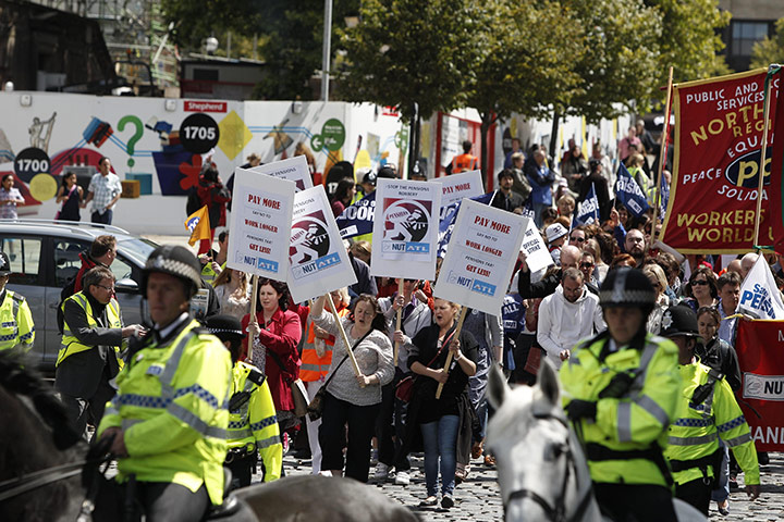 Public sector strikes: Protesters march through Liverpool  as part of a one day national strike