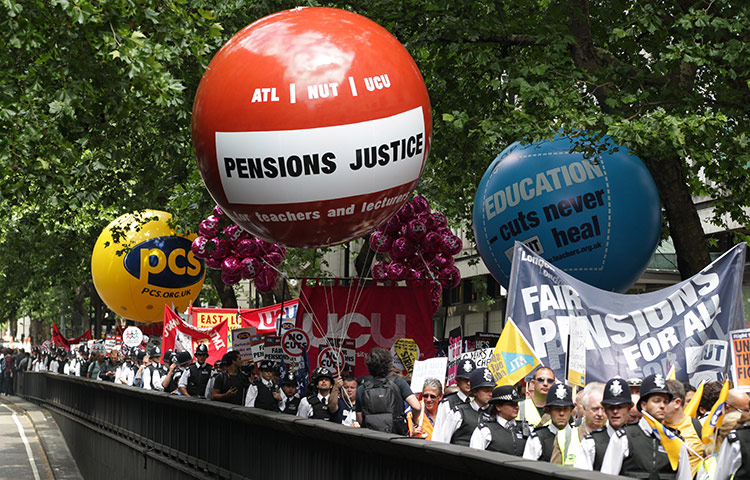 Public sector strikes: Public sector workers take part in a march through London