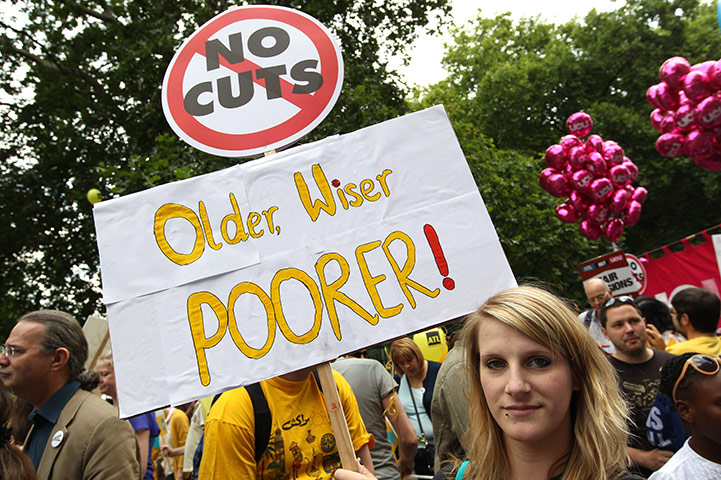 Public sector strikes: Public sector worker Linda Slade prepares to take part in a march 