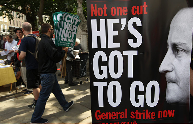 Public sector strikes: Public sector workers display banners during strike