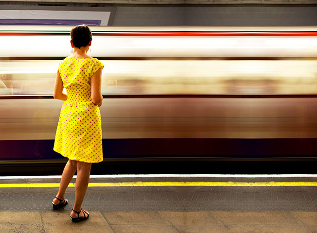 In pictures: Yellow: girl on tube platform