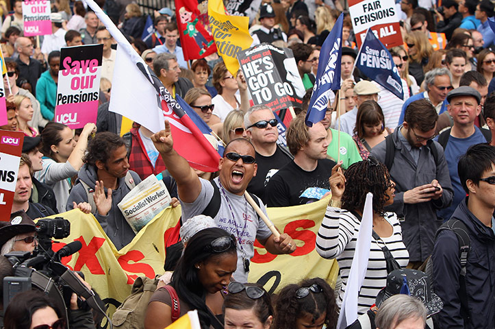 National strikes: Public sector workers take part in a march