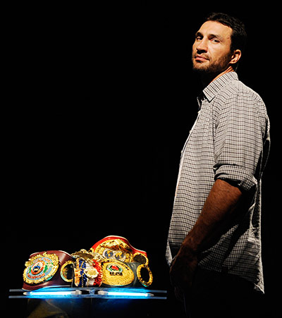 Klitschko's losses: Wladimir Klitschko with his IBF, IBO, WBO and Ring Magazine Champions belts