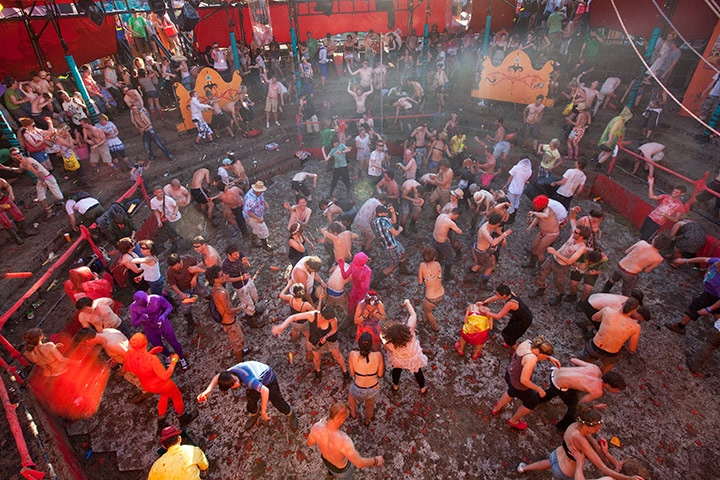 Glastonbury: The La Tomatina festival at Glastonbury festival
