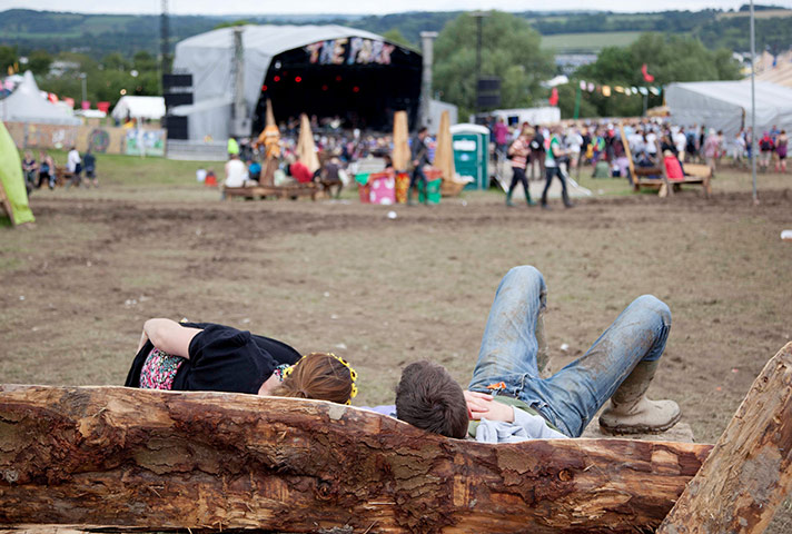 Glastonbury 2011: Revellers relax in the Park Area