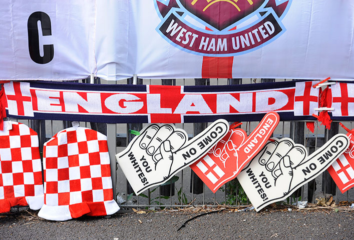 England v Switzerland: England merchandise for sale outside Wembley Stadium