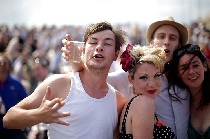 Day at the Epsom Races: Race goers enjoy the Epsom Derby