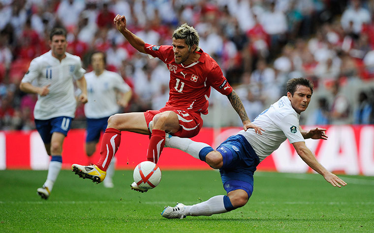 England v Switzerland: Behrami and Lampard clash in the middle of the park