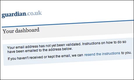 User dashboard on Guardian.co.uk