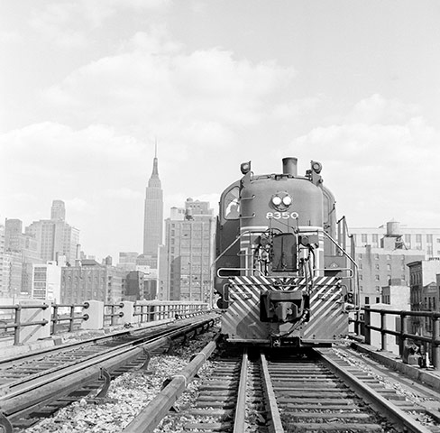 The High Line: A train on the High Line in 1953