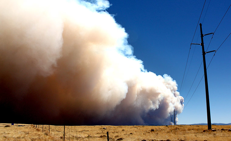 Arizona Wildfires: Transmission lines stretch south toward the plume of smoke