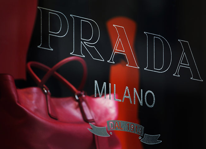 Week in Business: A handbag in a display window at a Prada store in Hong Kong