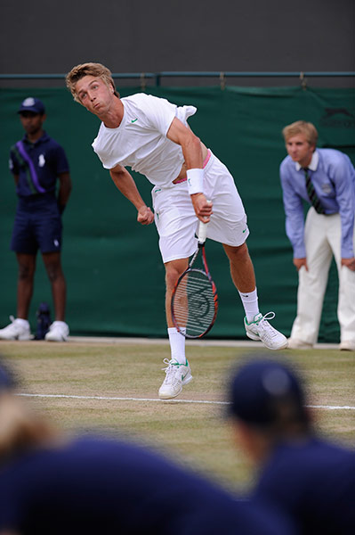 Wimbledon day 11: Liam Broady in action in the Boys' semi-final