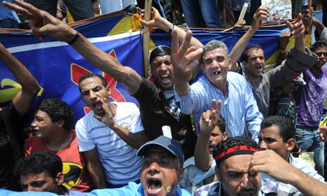 Egyptian protesters in Cairo's Tahrir Square