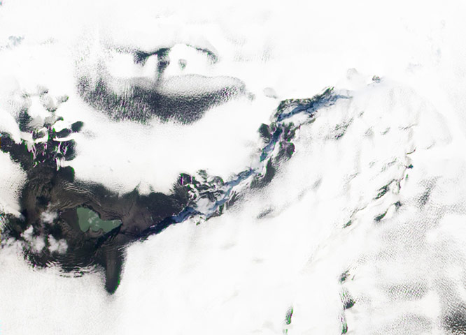 Satellite Eye on Earth: Grímsvötn Volcano in the Vatnajökull Glacier , Iceland