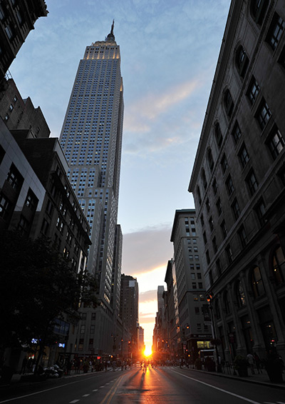 24 hours in pictures: The sun sets along 34th Street during 