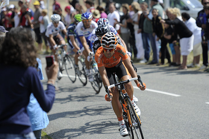Tour de France Stage 12: Fans cheer on Ruben Perez Moreno as he leads the breakaway