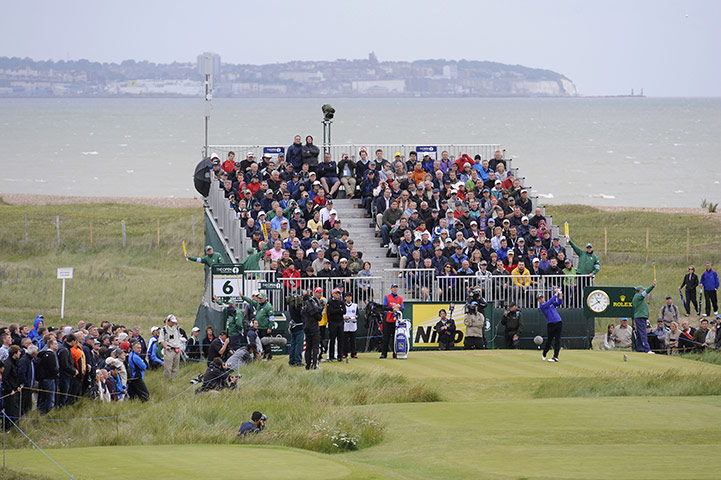 The Open: Luke Donald tees off the 6th with Broadstairs is in the background