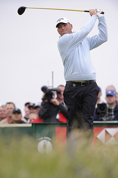 The Open: Thomas Bjorn tees off 18th