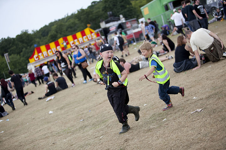 Sonisphere Festival: Children run around in the main arena 