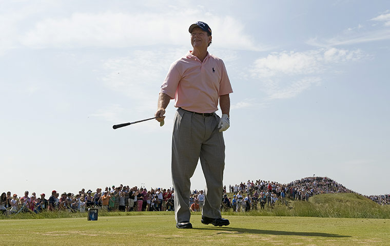 Tom Watson Hole in One: Tom Watson smiles at the cheering crowd after his hole in one