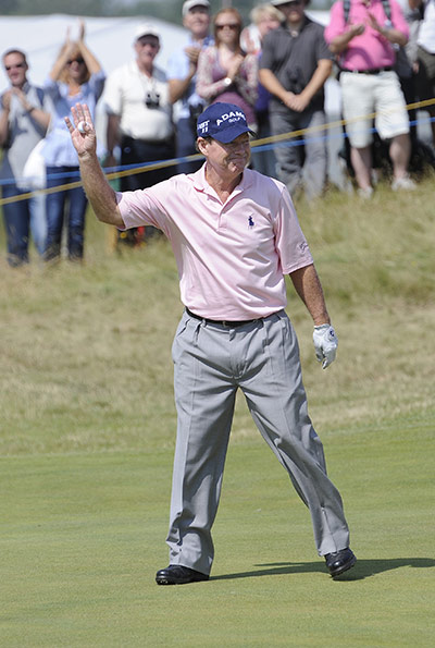 Tom Watson Hole in One: Tom Watson celebrates scoring a hole in one on the 6th