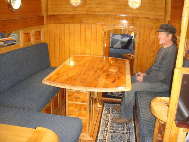 Boat: Tolhurst in the Naida’s cabin