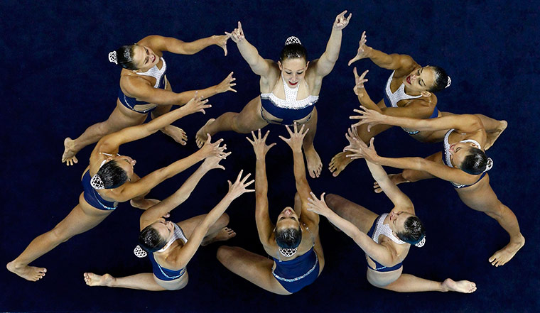 Days Two and Three FINA: Britain's team performs during the synchronised swimming FINA 14th