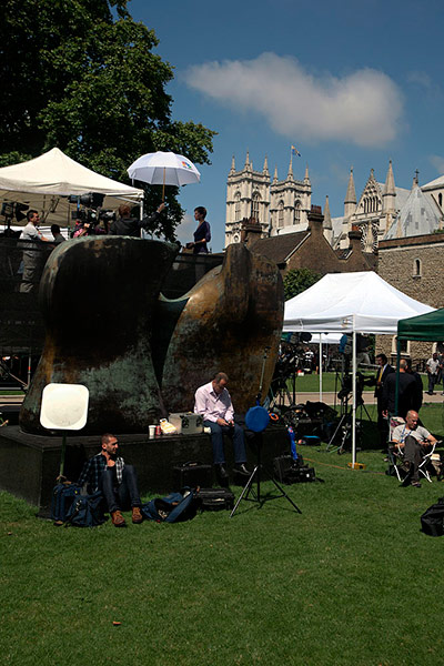 College Green media: TV news crews wait at College Green