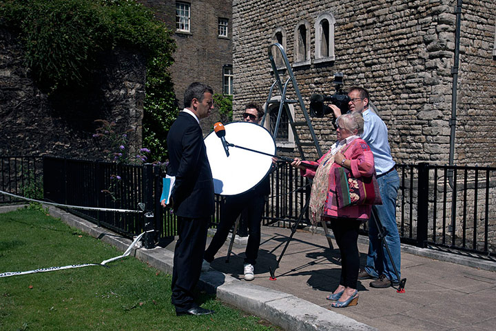 College Green media: Lawyer for the Dowler family, Mark Lewis, is interviewed at College Green